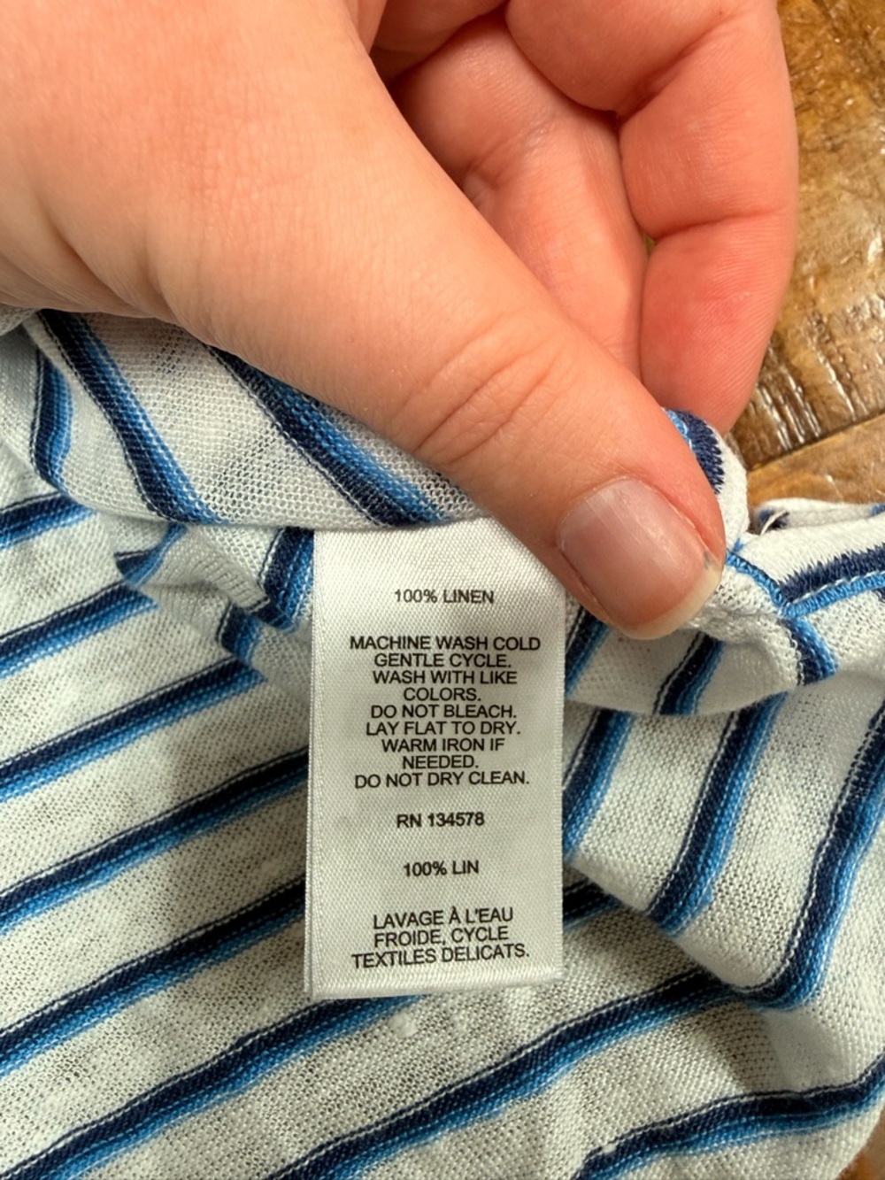 Vineyard Vines Linen Striped Top Blue White Short Sleeve Lightweight Relaxed Fit - Picture 7 of 7